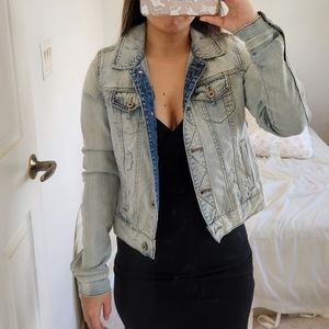 True Craft XS Light Wash Distressed Jean Jacket